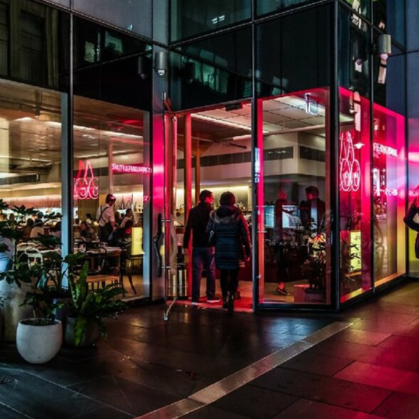 Exterior of restaurant at night